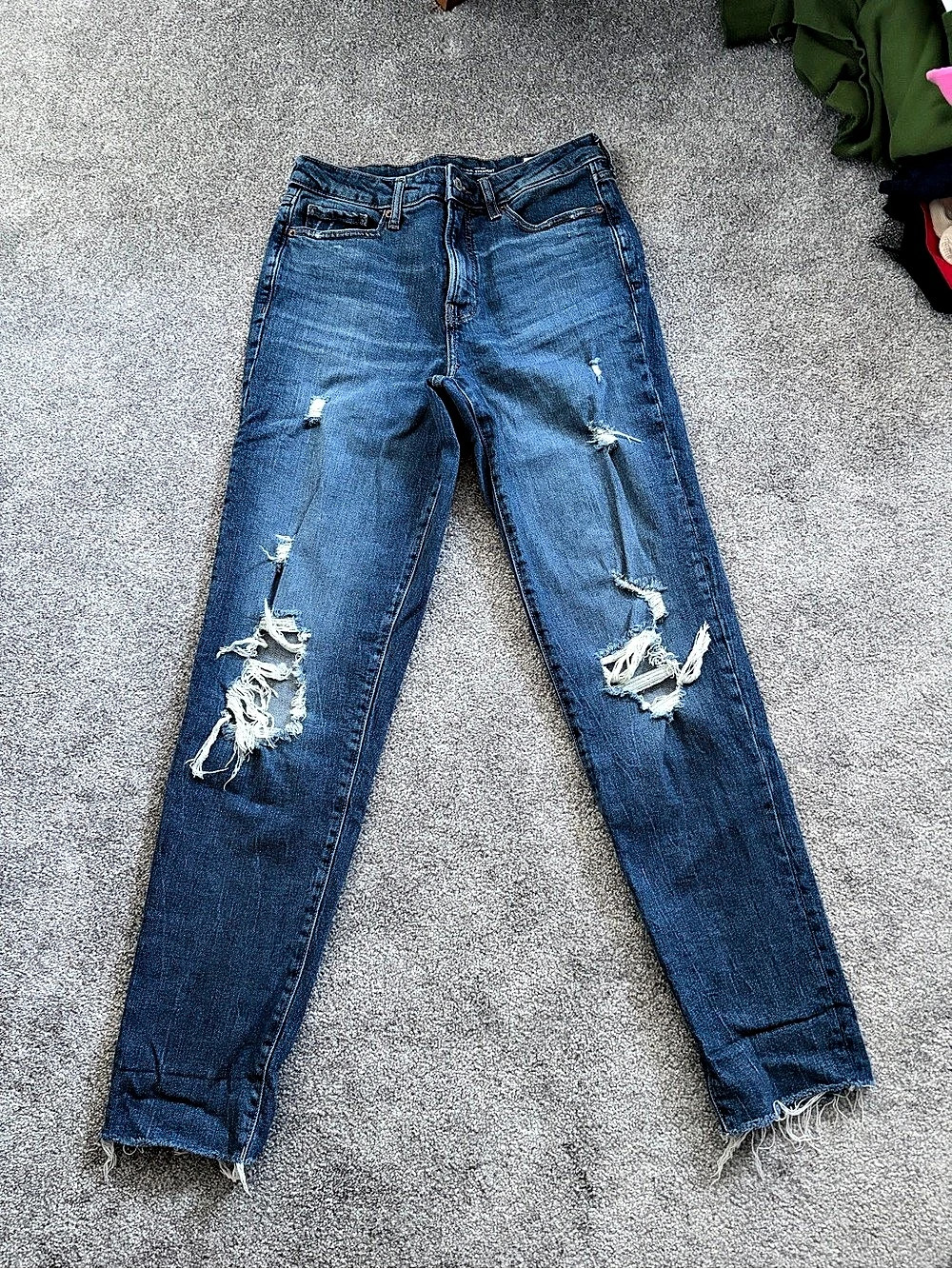 Old Navy High-Rise O.G. Straight Distressed Jeans Blue Size 6
